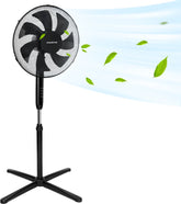 Aigostar Statiefventilator - Ventilator Staand - Verstelbaar - 50W - Zwart •